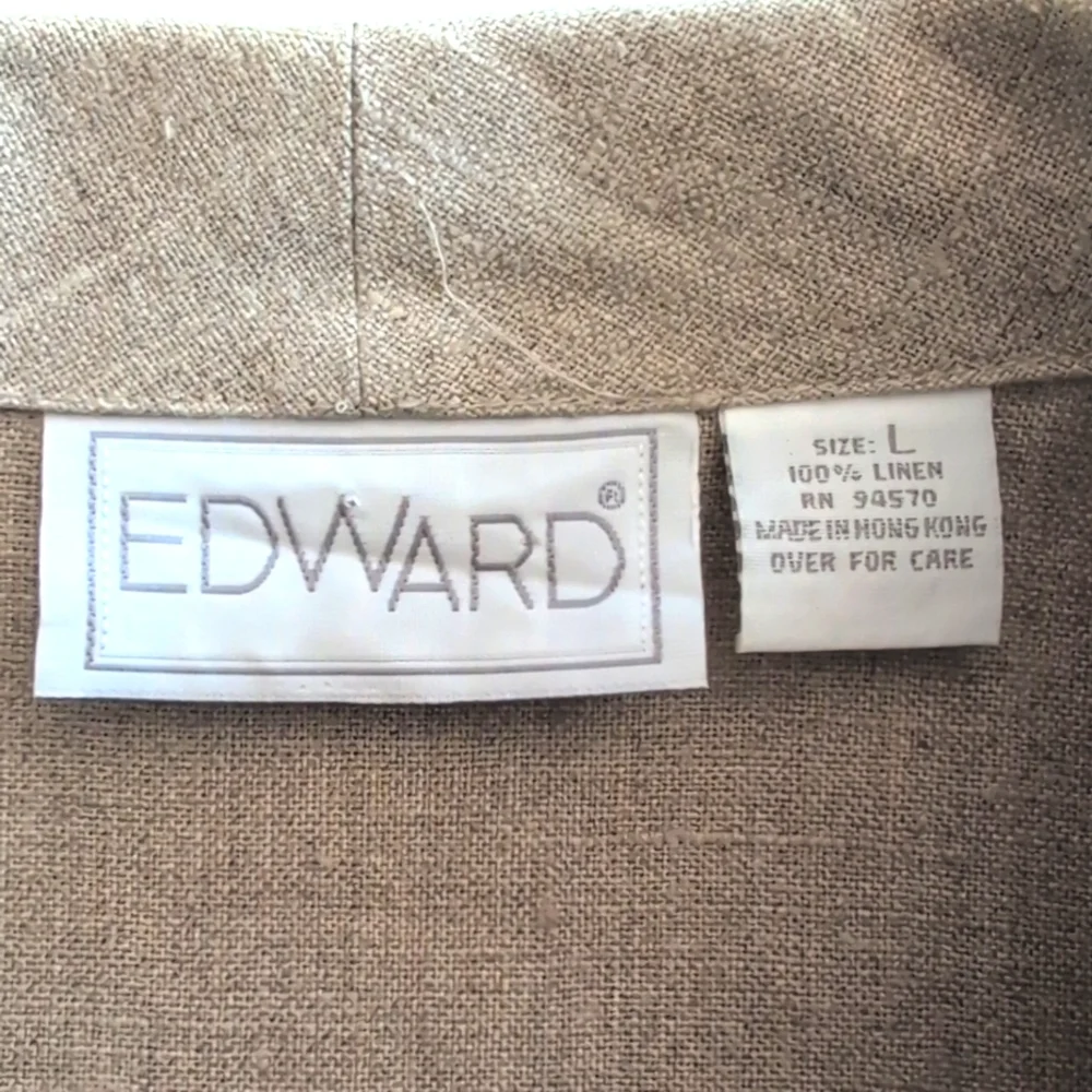 VTG Irish linen oatmeal oversized embroidered neutral jacket. EDWARD. Large. - Picture 11 of 12